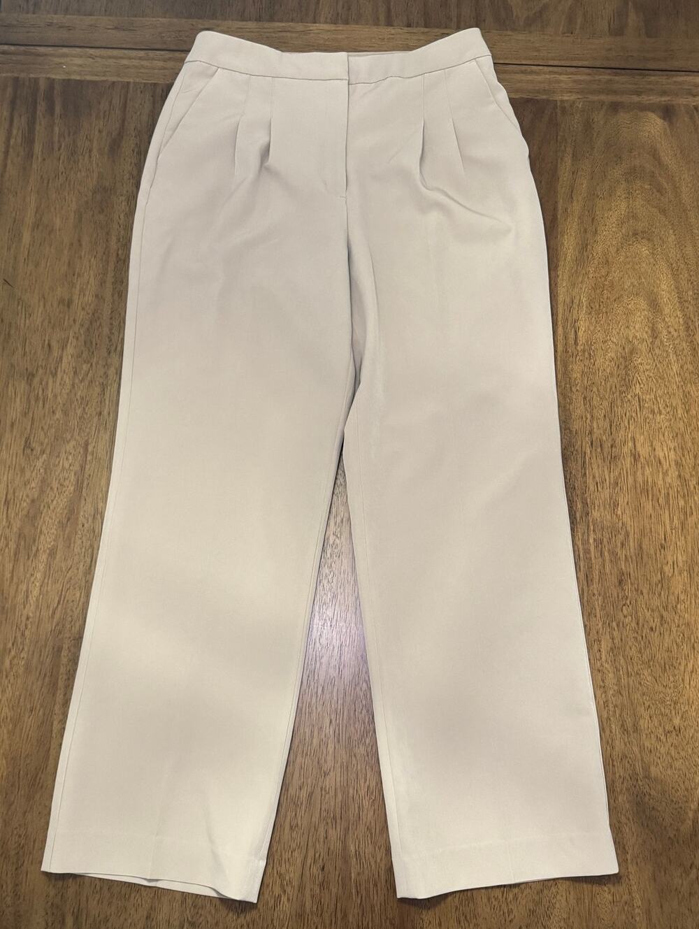 Express Womens 10R Beige Pleated Straight Leg Dress Pants Trousers Workwear
